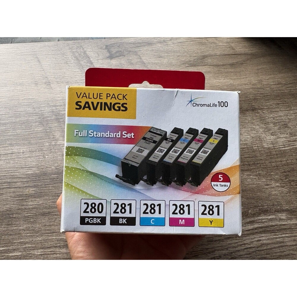 Canon Printer Ink Full Standard Set PGBK-280,  BK-281, C-281, M-281, Y-281